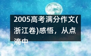 2005高考滿分作文(浙江卷)：感悟，從點(diǎn)滴中開(kāi)始