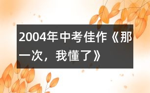 2004年中考佳作《那一次，我懂了》