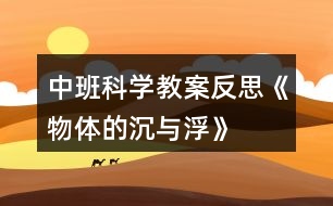 中班科學教案反思《物體的沉與浮》