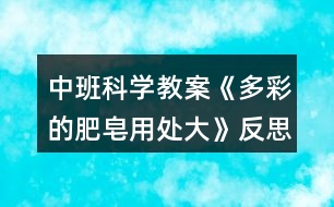 中班科學教案《多彩的肥皂用處大》反思