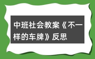 中班社會教案《不一樣的車牌》反思