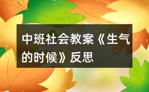 中班社會教案《生氣的時(shí)候》反思