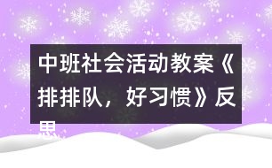 中班社會活動教案《排排隊，好習慣》反思