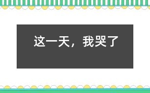 這一天，我哭了