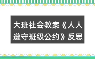大班社會教案《人人遵守班級公約》反思
