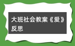 大班社會(huì)教案《愛》反思