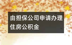 由擔(dān)保公司申請(qǐng)辦理住房公積金