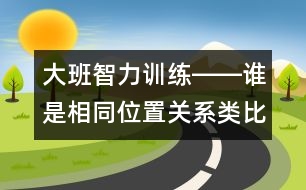 大班智力訓練――誰是相同位置關系（類比、空間、創(chuàng)造、語言）