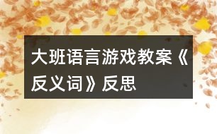 大班語(yǔ)言游戲教案《反義詞》反思