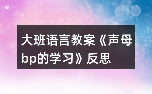 大班語言教案《聲母b、p的學(xué)習(xí)》反思