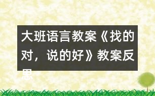 大班語言教案《找的對，說的好》教案反思
