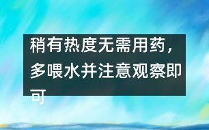 稍有熱度無需用藥，多喂水并注意觀察即可